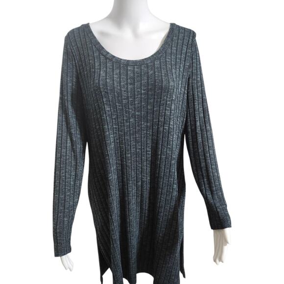 Soma Medium Ribbed Knit Side Slit Tunic SAGE Green Longline Blouse Top Shirt - Picture 1 of 13